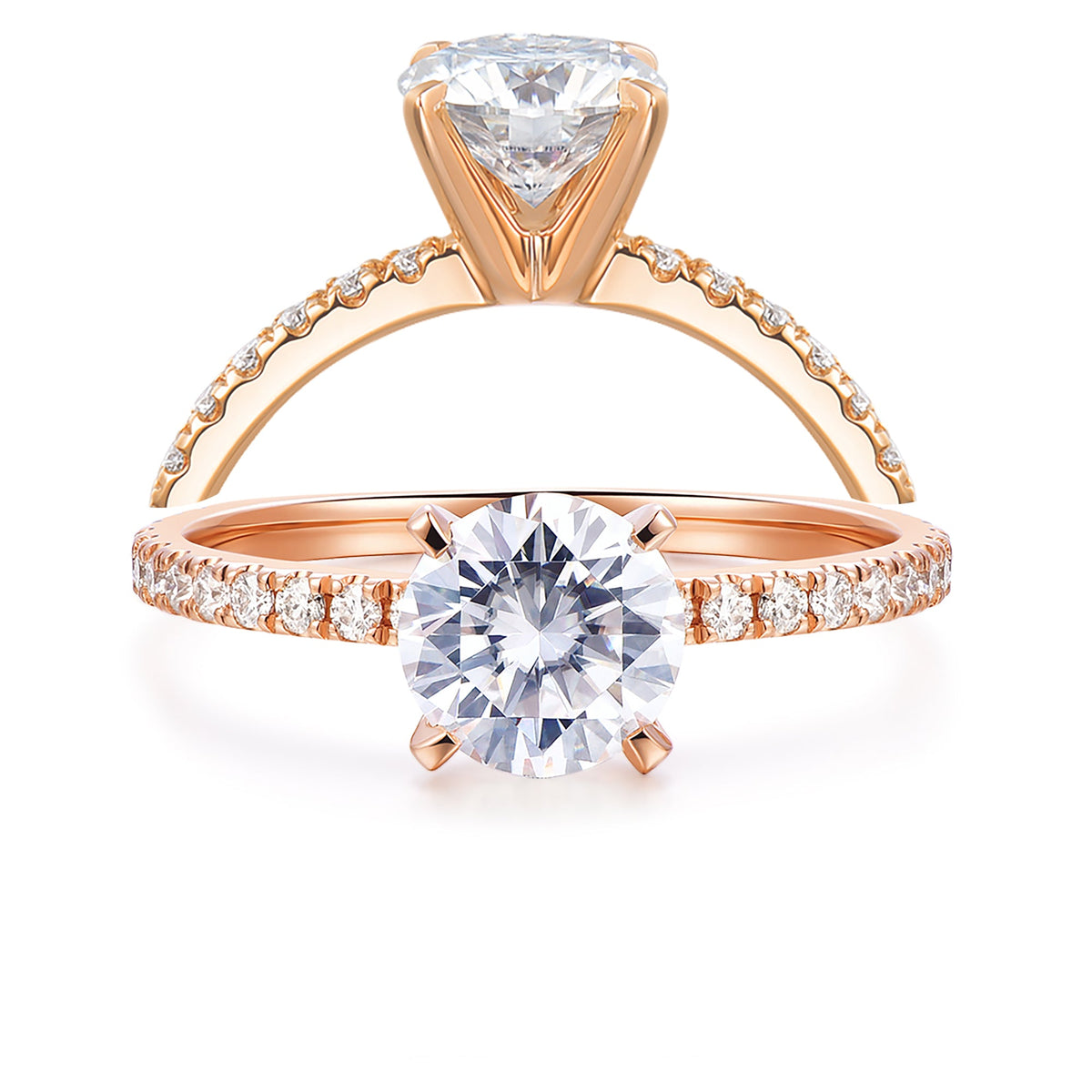 14K Gold Moissanite Engagement Ring 1ct Round Brilliant Cut Solitaire Moissanite Rings for Women 14K Gold Engagement Rings for Women