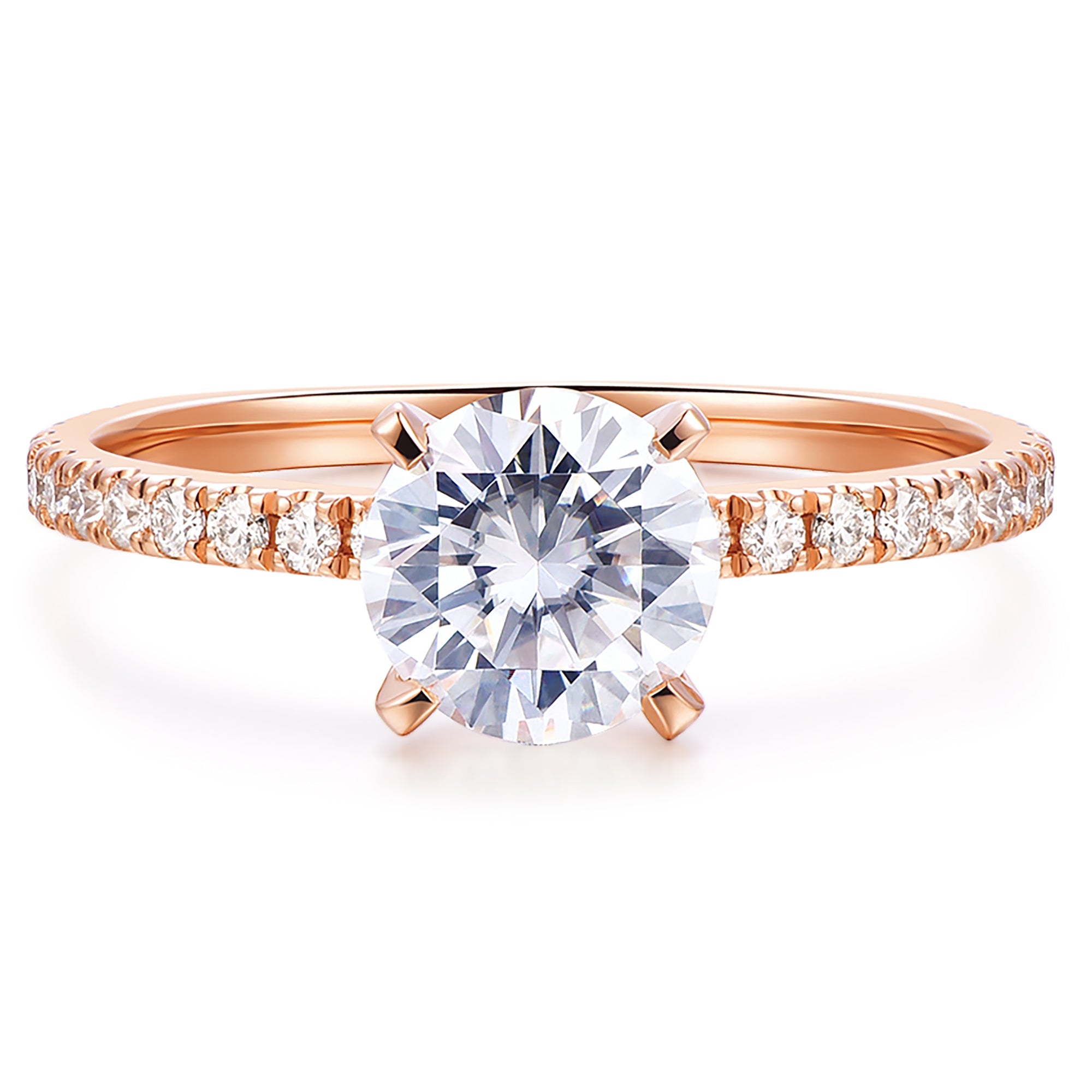 14K Gold Moissanite Engagement Ring 1ct Round Brilliant Cut Solitaire Moissanite Rings for Women 14K Gold Engagement Rings for Women