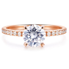 14K Gold Moissanite Engagement Ring 1ct Round Brilliant Cut Solitaire Moissanite Rings for Women 14K Gold Engagement Rings for Women