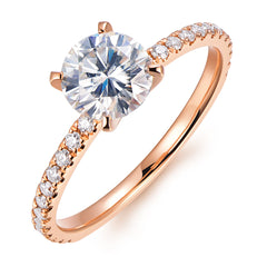 14K Gold Moissanite Engagement Ring 1ct Round Brilliant Cut Solitaire Moissanite Rings for Women 14K Gold Engagement Rings for Women