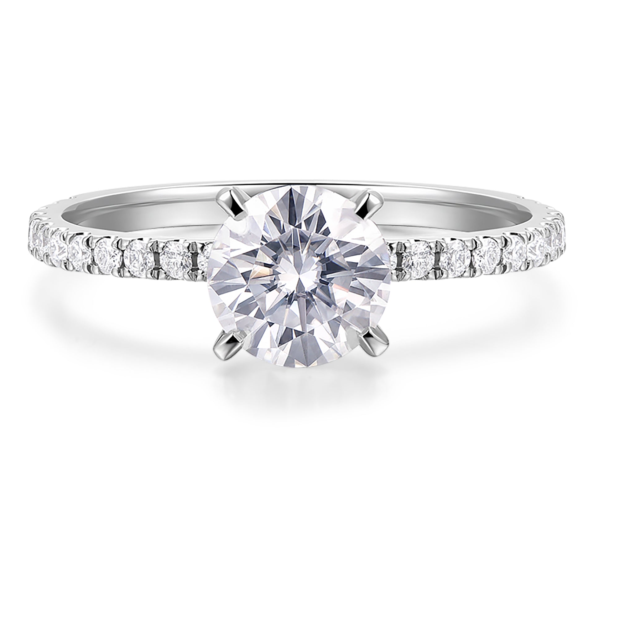 14K Gold Moissanite Engagement Ring 1ct Round Brilliant Cut Solitaire Moissanite Rings for Women 14K Gold Engagement Rings for Women