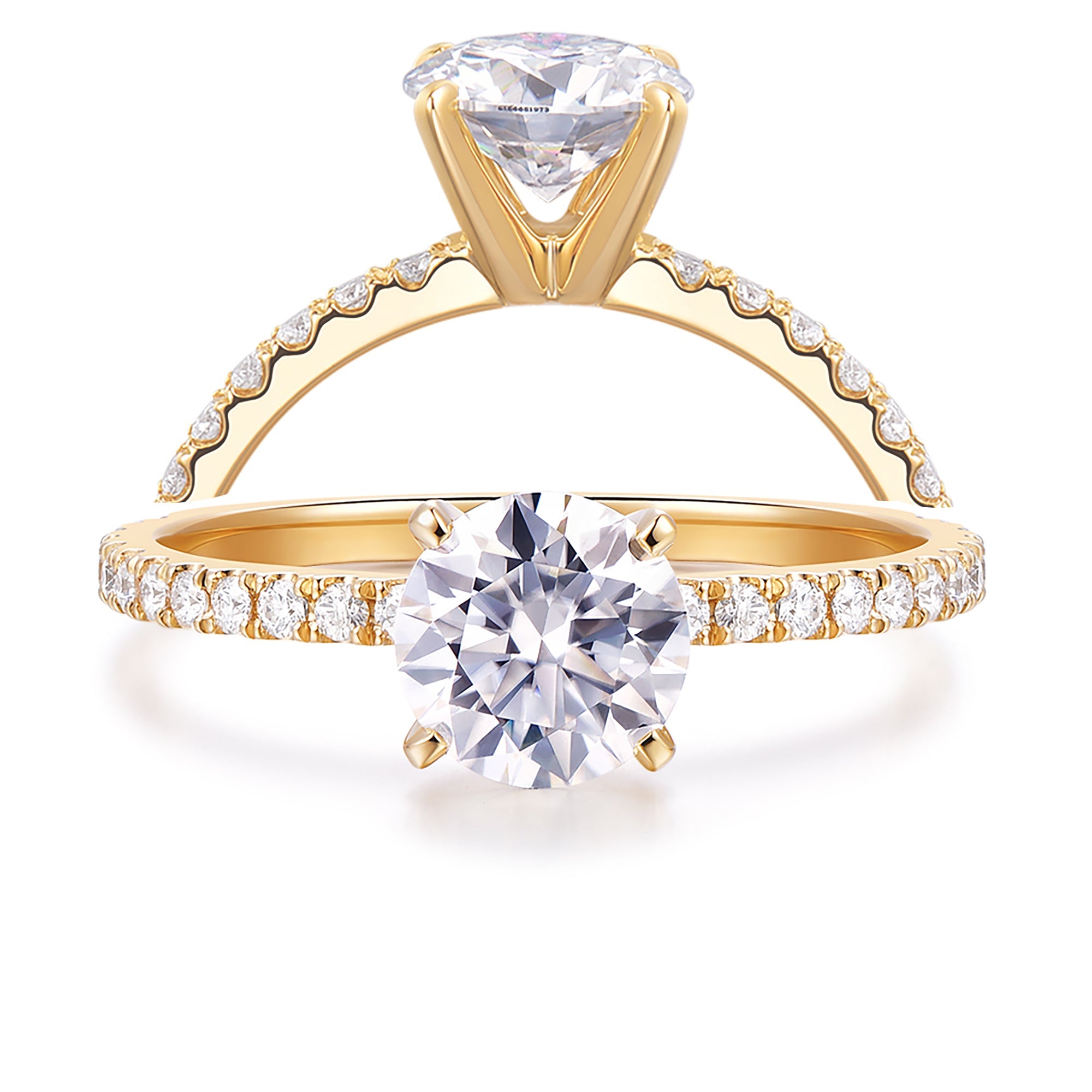 14K Gold Moissanite Engagement Ring 1ct Round Brilliant Cut Solitaire Moissanite Rings for Women 14K Gold Engagement Rings for Women