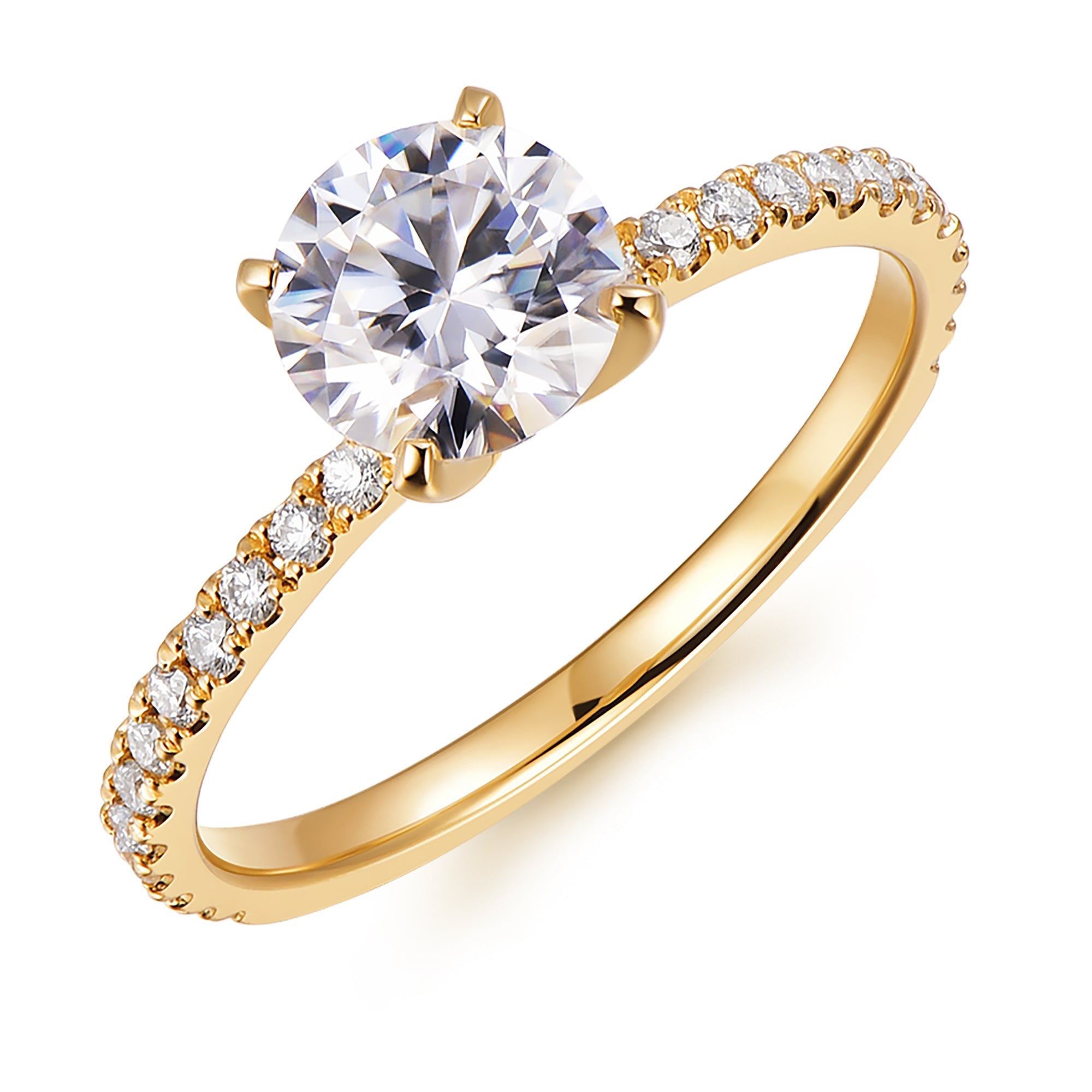 14K Gold Moissanite Engagement Ring 1ct Round Brilliant Cut Solitaire Moissanite Rings for Women 14K Gold Engagement Rings for Women